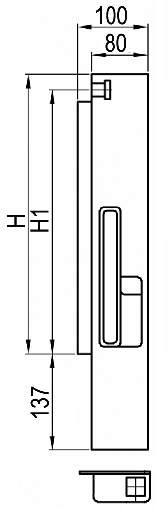 H = 605 mm
Tloušťka bočnice = 30 mm
80 x 44 mm
